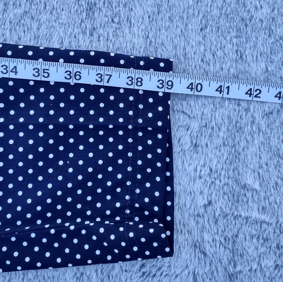 Knight's Ltd Polka Dot High Waisted Cotton Pants Blue & White Medium - Picture 11 of 12
